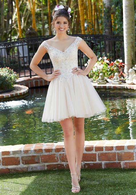 Two Piece Party Dress With Fully Beaded Net Top And Lace Skirt Morilee