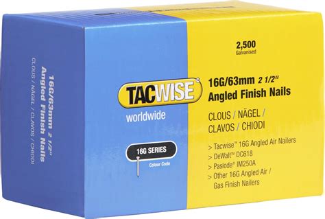 TACWISE 0773 Clous de Finition à Angle 16G 63 mm Boîte de 2 500