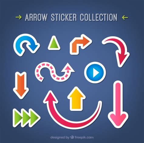 Free Vector Set Of Modern Colored Arrow Stickers