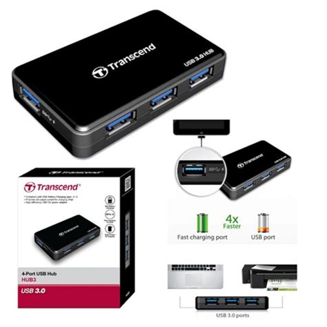 Transcend HUB 4 Ports A Bไฟเลยง USB 3 0 TS HUB3K พรอมสง Shopee