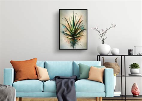 Aloe Vera Aloe Barbadensis Oil Painting Art Print Whimsical Modern