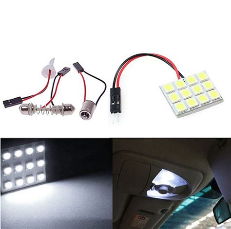 2019 Pure White 12 5050 SMD LED Car Light Panel T10 Dome Bulb BA9S