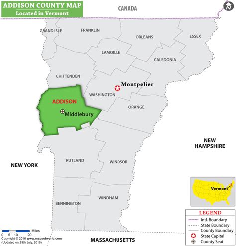 addison county map vermont