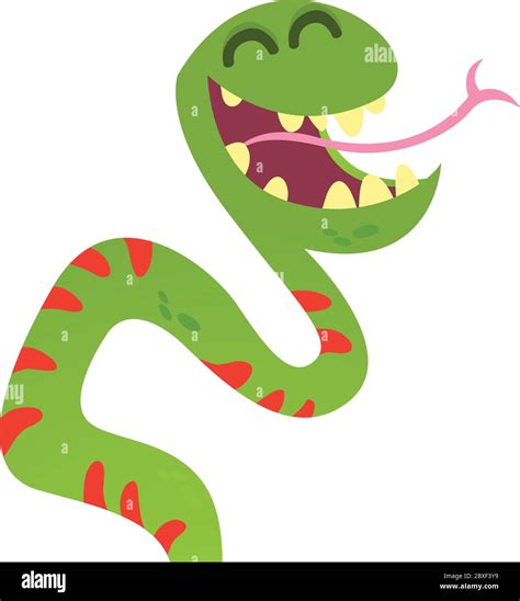 Cartoon Cute Green Smiling Snake Vector Animal Illustration Cartoon