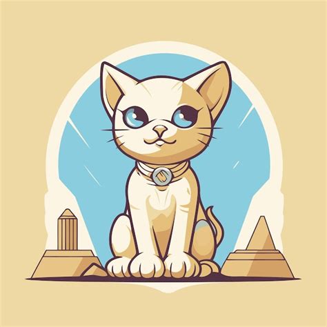 Premium Vector Cute Cartoon Cat Sitting On The Pedestal Vector