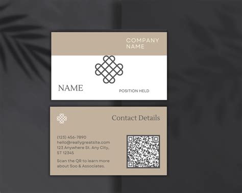 Nude Editable CANVA TEMPLATE Elegant Business Business Card Template Printable Business Card