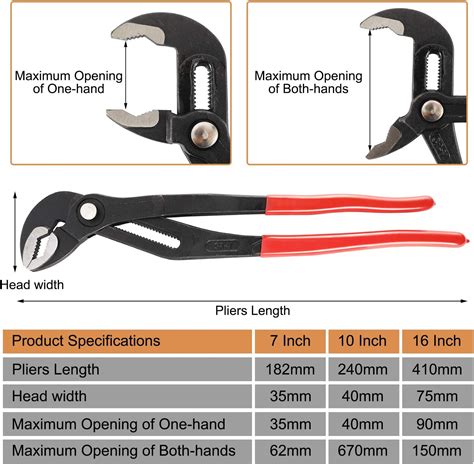 3PCS Water Pump Pliers Set 7&10&16Inch Channel Lock Pliers Quick ...