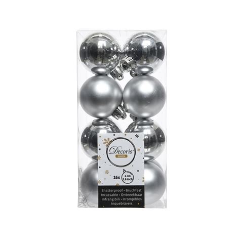 Decoris Shatterproof Baubles In Silver Pack Of