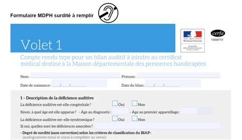 Formulaire Mdph Surdit Cerfa Volet