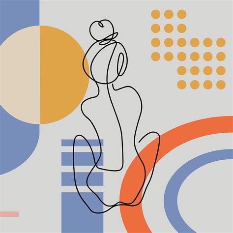 continuous  sexy body set single  drawing art woman