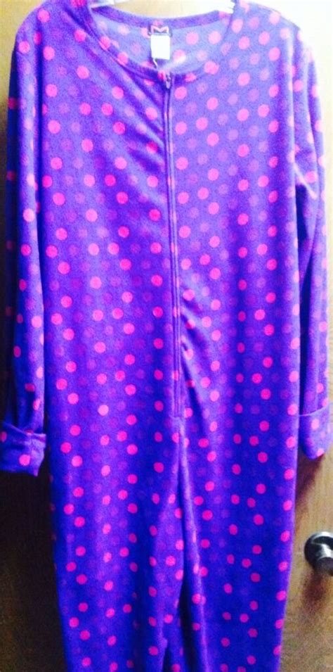 Purple Pink Polka Dot Footed Pajamas Footie One Piece Microfleece New S Last One Ebay