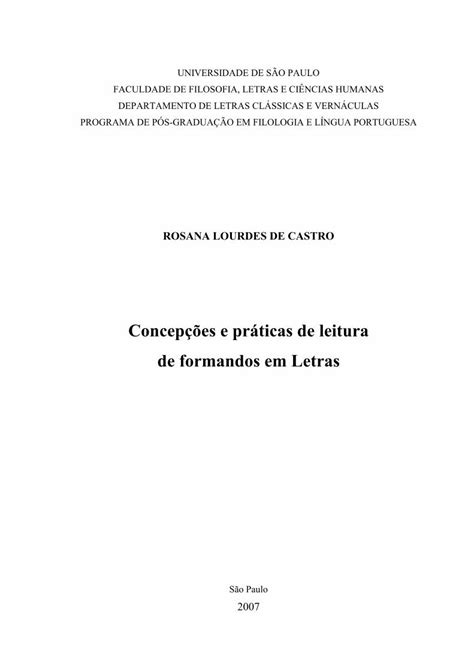 Pdf Concepções E Práticas De Leitura De Formandos Em Letras Ao