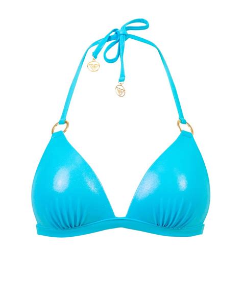 Blue Push Up Triangle Bikini Top S Vivien Vance