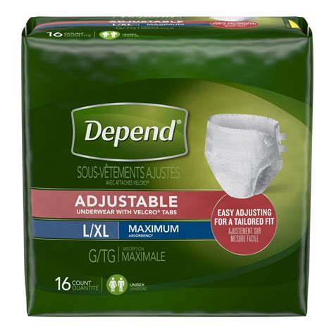 depend adjustable incontinence underwear maximum absorbency lxl