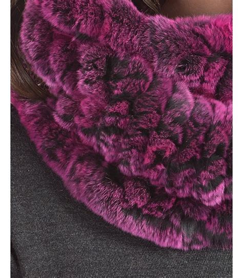 Fuchsia Knitted Rex Rabbit Fur Snood Scarf FurSource