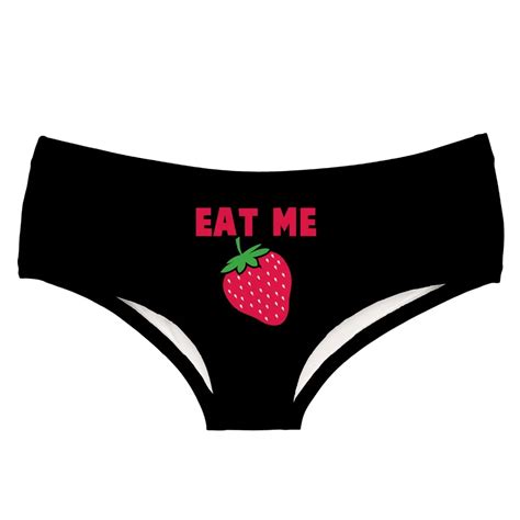 Leimolis Strawberry Black Funny Print Sexy Hot Panties Female Kawaii