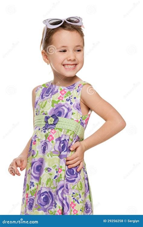 Cheerful Little Girl Looks Away Stock Photo Image Of Dreams European