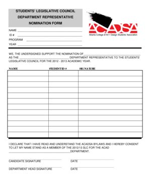 Fillable Online Slc Nomination Form Fax Email Print Pdffiller