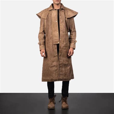 Brown Duster Coat For Men Leather Trench Coat Leather Dusters