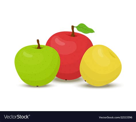 Cartoon Set Apples Vegetarian Fruits Royalty Free Vector