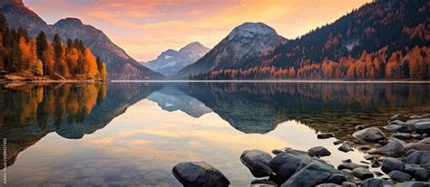 Scenic Photo Of Hintersee Lake In The Bavarian Alps Germany During An