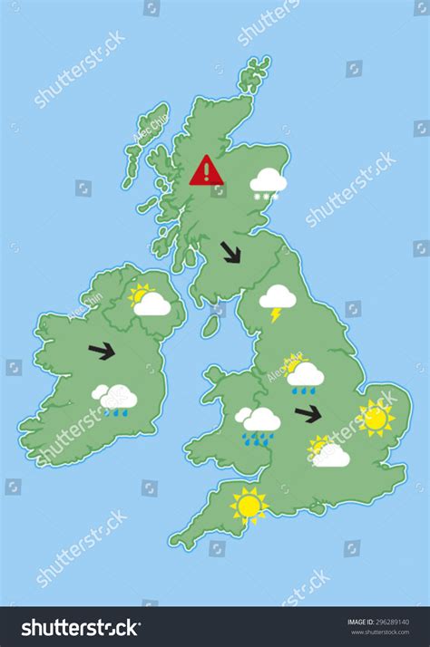 Weather Map United Kingdom Stock Vector Royalty Free 296289140