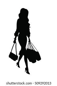 Woman Shopping Bags Silhouette Stock Vector (Royalty Free) 509292013 | Shutterstock