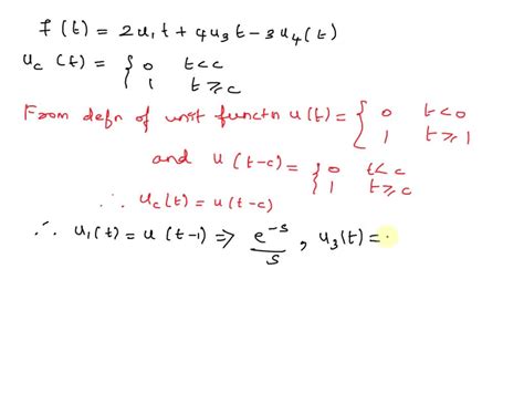 Solved Find The Laplace Transform Of The Function F T U T U