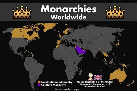 Monarchies Worldwide (credits to selfmade.maps) : MapPorn