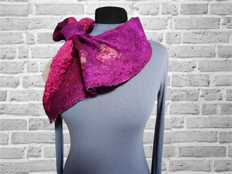 Felted Purple Neck Scarf Women French Scarf Of Wool Silk Etsy Uk