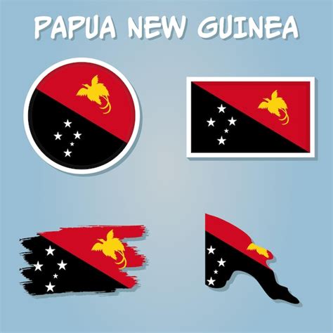 Mapa De Papua Nova Guin Mapa De Contorno De Bandeira Vetor Premium