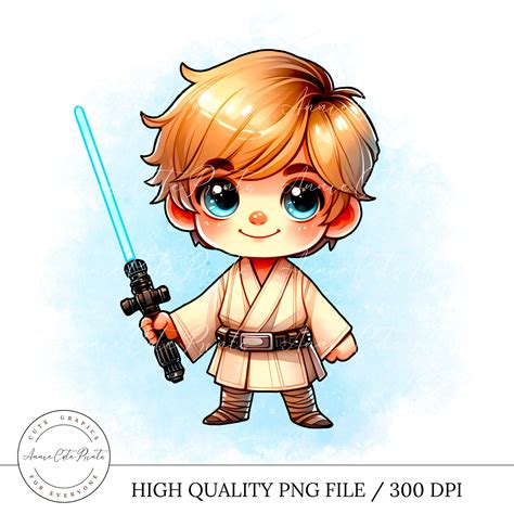 Cute Luke Skywalker Clipart Transparent Cutting File, Printable File ...