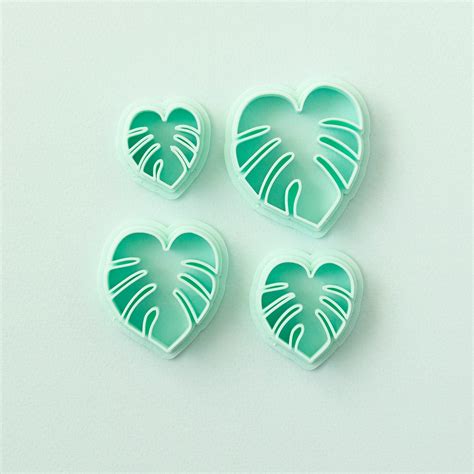 Monstera Leaf Polymer Clay Cutters Set 3d Printed Cookie Etsy