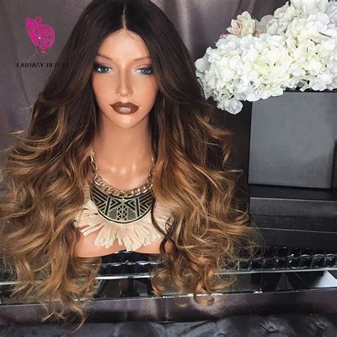 T B Color Density Human Hair Full Lace Wigs Tone Ombre Color