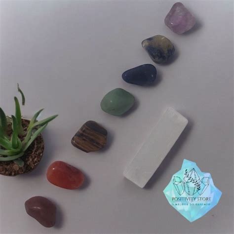 Pedras naturais Kit 7 Chakras roladas Bastão de selenita Shopee Brasil