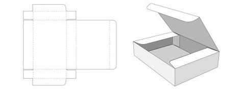 Diseño de plantilla de troquelado de caja rectangular de embalaje