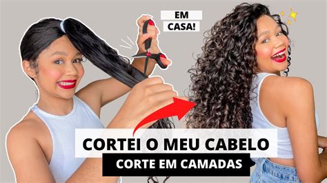 Cortei O Meu Cabelo Cacheado Sozinha Em Camadas Em Casa Youtube