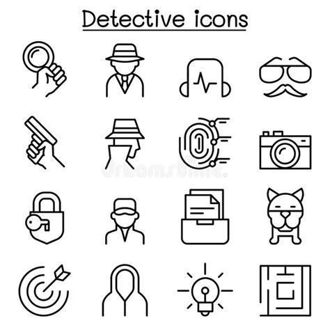 Detective Icon Set Stock Illustrations 10243 Detective Icon Set