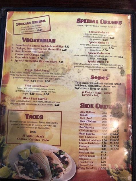 Menu Of La Nopalera In Beaufort Sc 29907