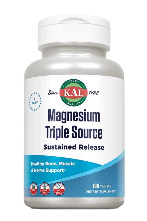 Magnesium Triple Source Sustained Release Tablets Kal Vitamins