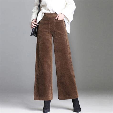 Buy Women Corduroy Wide Leg Pants Autumn Winter Thick