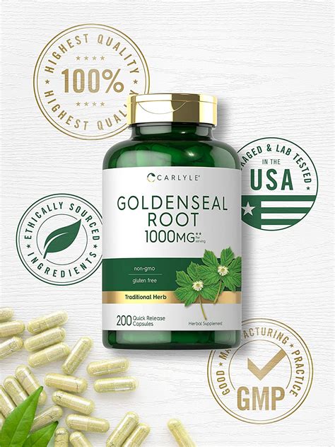 Goldenseal Root Extract 1000mg 200 Capsules By Carlyle