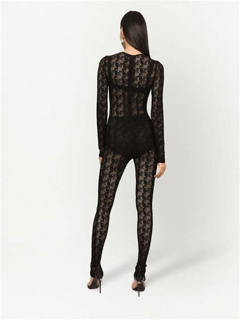 Dolce And Gabbana Semi Sheer Lace Jumpsuit Black Farfetch