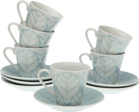 Bigbuy Home Zestaw Filiżanek I Talerzyków Ice Blue Porcelana 12Szt