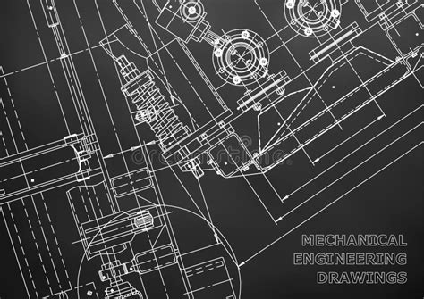 Plano Dibujos De Ingeniería Vectorial Fabricación De Instrumentos Mecánicos Ilustración Del