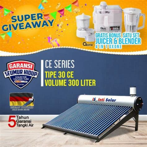 Jual Inti Solar 300 Liter Pemanas Tenaga Matahari IS 30 CE Shopee