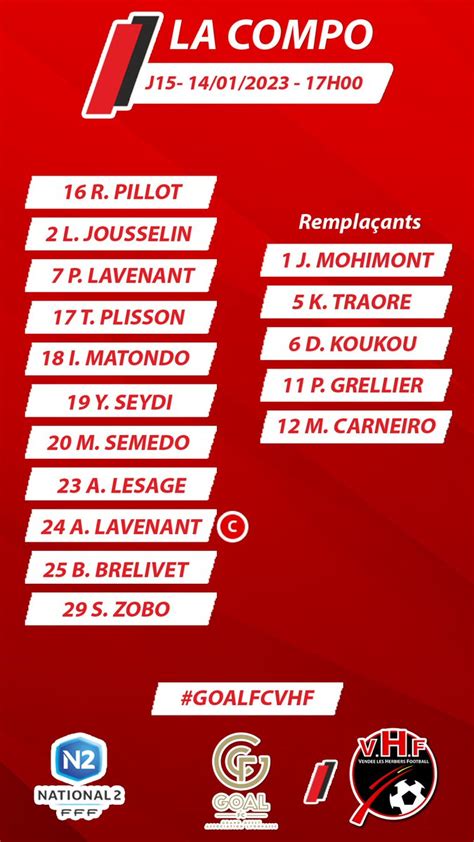 Vendée Herbiers Foot on Twitter GOALFCVHF 𝗟𝗔 𝗖𝗢𝗠𝗣𝗢 Voici les 11