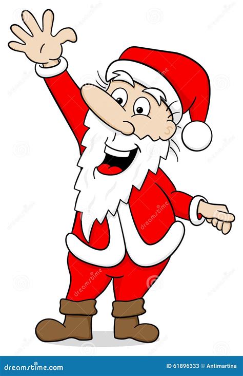 Waving Cartoon Santa Claus On White Stock Vector Illustration Of