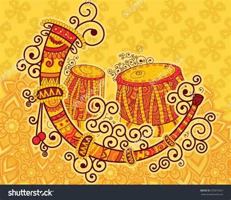 Vector Design Art Music India Indian Stock Vector Royalty Free