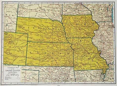 Comprehensive Map of the United States Central States - Art Source ...